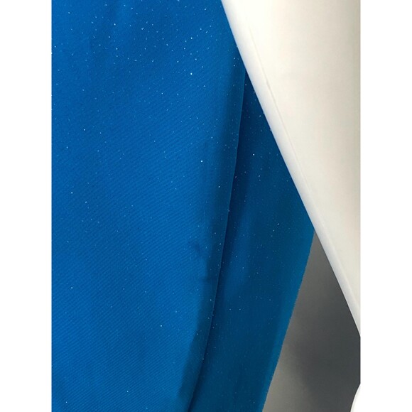 Y2K RAMPAGE Blue GLITTER Overlay, Cowl Neck, ASYMMETRICAL, Ruffle Dress S. AS IS - Picture 4 of 10